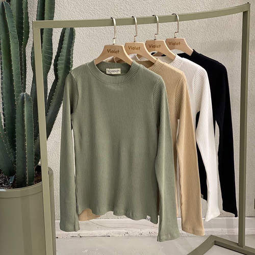 بلوز زنانه یقه ایستاده آستین بلند جنس پارچه کبریتی فری سایز 36 تا 44