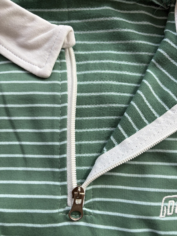 بلوز دورس زنانه نیم زیپ یقه دار راه راه آستین بلند جنس پنبه دورس فری سایز 36 تا 44