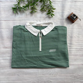 بلوز دورس زنانه نیم زیپ یقه دار راه راه آستین بلند جنس پنبه دورس فری سایز 36 تا 44