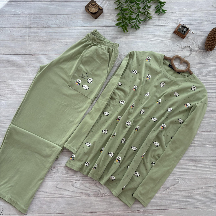 ست بلوز شلوار آستین بلند زنانه سایز بزرگ 40 تا 46 جنس نخ پنبه اعلا