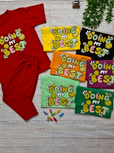 ست تیشرت شلوارک زنانه جنس نخ پنبه اعلا فری سایز 36 تا 42 Doing my best