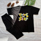 ست تیشرت شلوارک زنانه جنس نخ پنبه اعلا فری سایز 36 تا 42 رنگ مشکی