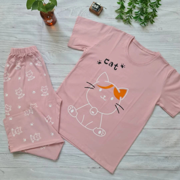 ست تیشرت و شلوار راحتی زنانه جنس نخ و پنبه فری سایز 36 تا 44