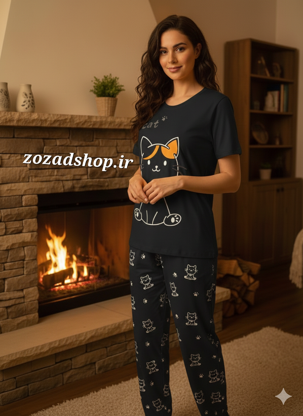 ست تیشرت و شلوار راحتی زنانه جنس نخ و پنبه فری سایز 36 تا 44