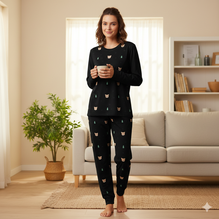 ست بلوز و شلوار زنانه آستین بلند نخ و پنبه اعلا سایز نرمال 36 تا 40، لباس راحتی نخی زنانه، ست خانگی و اسپرت، سبک، خنک و تنفسپذیر، مناسب استفاده روزمره و منزل