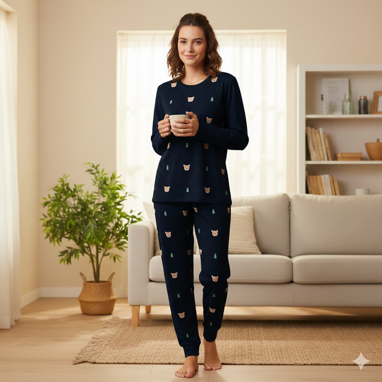 ست بلوز و شلوار زنانه آستین بلند نخ و پنبه اعلا سایز نرمال 36 تا 40، لباس راحتی نخی زنانه، ست خانگی و اسپرت، سبک، خنک و تنفسپذیر، مناسب استفاده روزمره و منزل