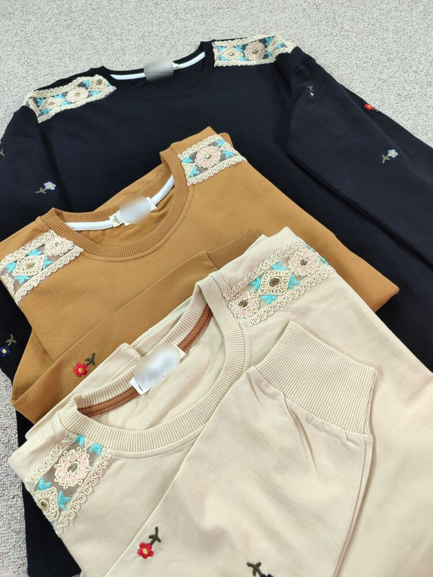 دورس زنانه آستین بلند گلدوزی با سرشانه گیپور جنس نخ و پنبه فری سایز 36 تا 44