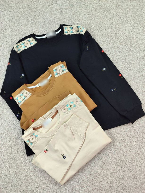 دورس زنانه آستین بلند گلدوزی با سرشانه گیپور جنس نخ و پنبه فری سایز 36 تا 44