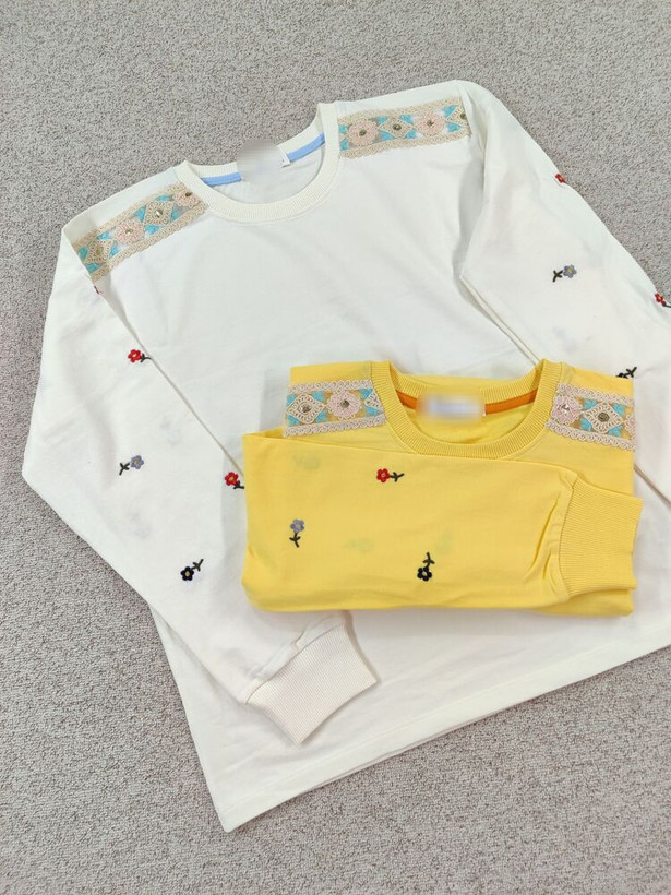 دورس زنانه آستین بلند گلدوزی با سرشانه گیپور جنس نخ و پنبه فری سایز 36 تا 44