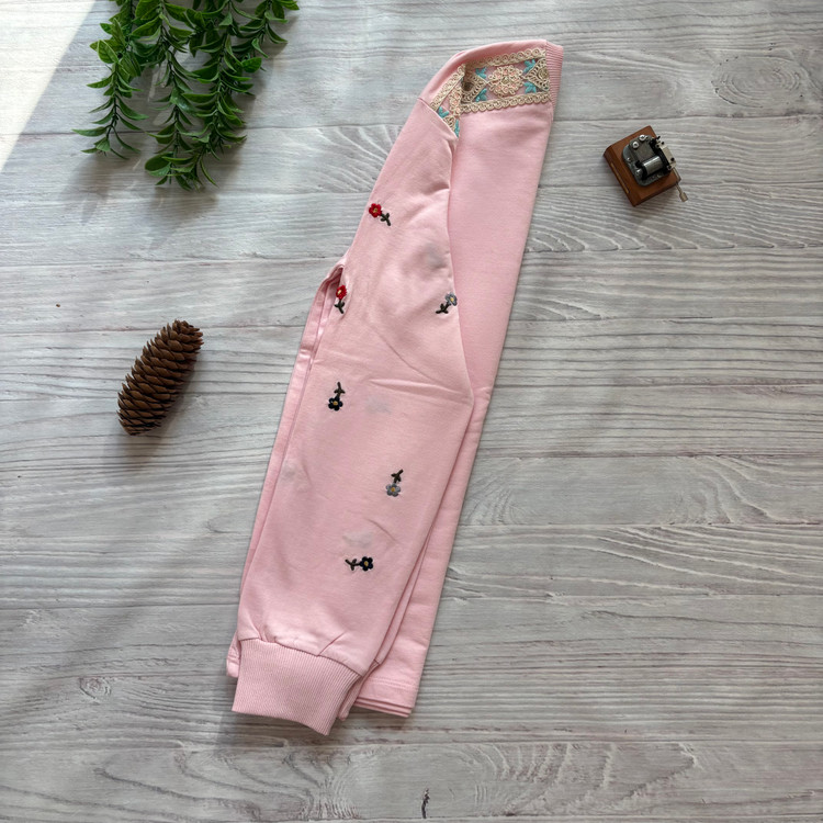 دورس زنانه آستین بلند گلدوزی با سرشانه گیپور جنس نخ و پنبه فری سایز 36 تا 44