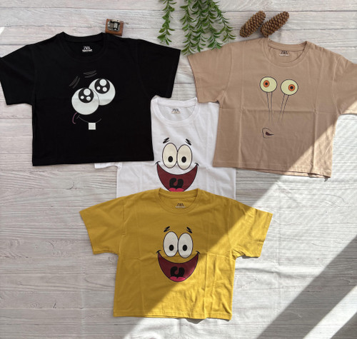 کراپ زنانه و دخترانه طرح باب اسفنجی فری سایز 36 تا 40