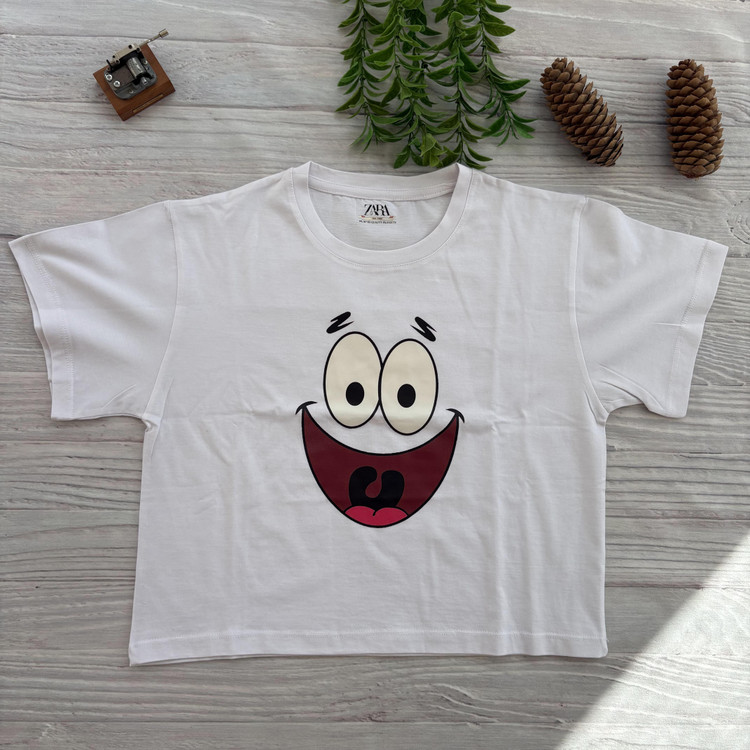 کراپ زنانه و دخترانه طرح باب اسفنجی فری سایز 36 تا 40