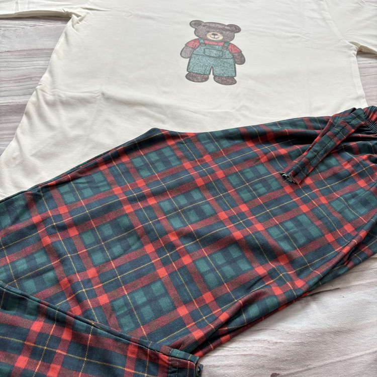 ست تیشرت شلوار زنانه پنبهای آستین سهربع طرح تدی