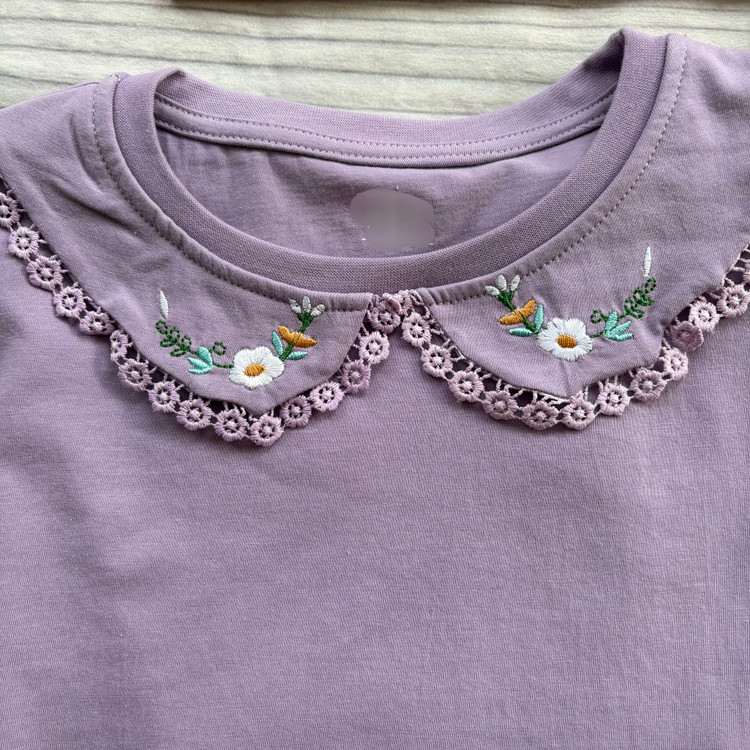 تیشرت زنانه یقه BB گلدوزی جنس نخ و پنبه فری سایز یاسی