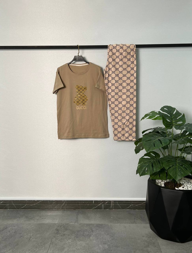 ست تیشرت و شلوار گوچی نخ پنبه فری سایز ۳۶ تا ۴۲