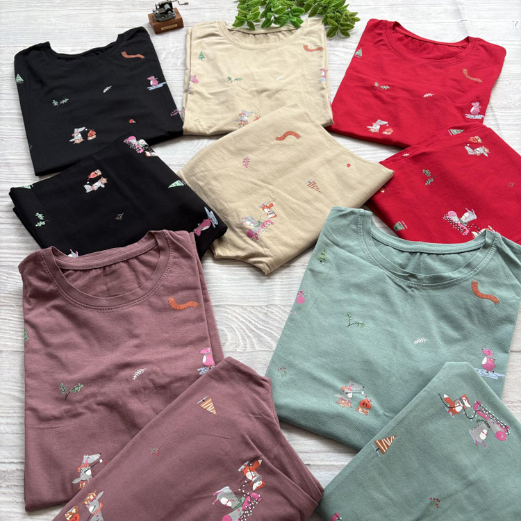 ست تیشرت شلوار زنانه طرح جنگل جنس نخ و پنبه علا فری سایز 36 تا 42