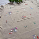 ست تیشرت شلوار زنانه طرح جنگل جنس نخ و پنبه علا فری سایز 36 تا 42 رنگ کرم