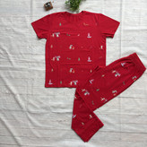 ست تیشرت شلوار زنانه طرح جنگل جنس نخ و پنبه علا فری سایز 36 تا 42 رنگ قرمز