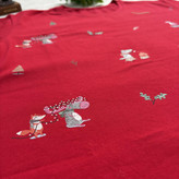 ست تیشرت شلوار زنانه طرح جنگل جنس نخ و پنبه علا فری سایز 36 تا 42 رنگ قرمز