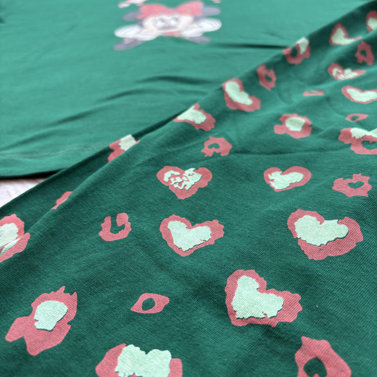 ست تیشرت شلوارک میکی موس زنانه جنس نخ پنبه اعلا فری سایز 36 تا 44 سبز