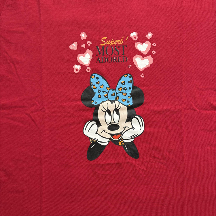 ست تیشرت شلوارک میکی موس زنانه جنس نخ پنبه اعلا فری سایز 36 تا 44 قرمز