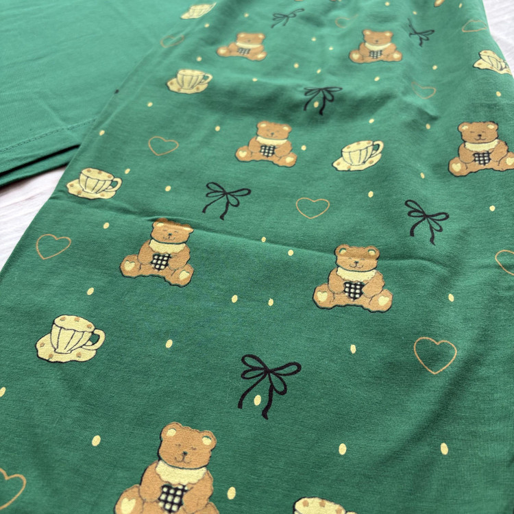 ست تیشرت شلوارک تدی زنانه جنس نخ پنبه اعلا فری سایز 36 تا 44 سبز