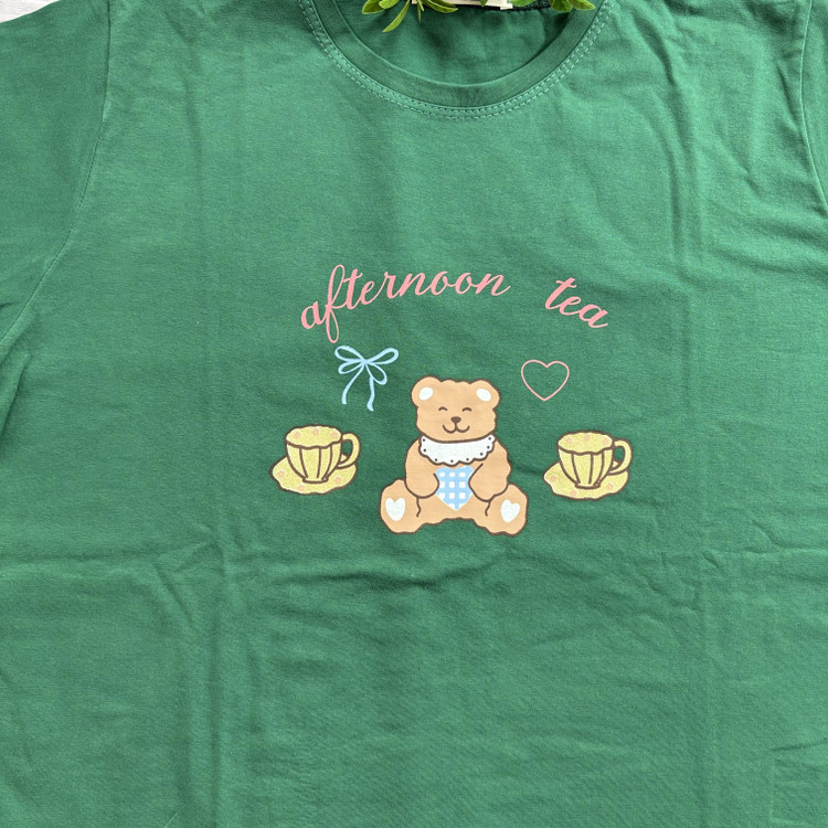 ست تیشرت شلوارک تدی زنانه جنس نخ پنبه اعلا فری سایز 36 تا 44 سبز