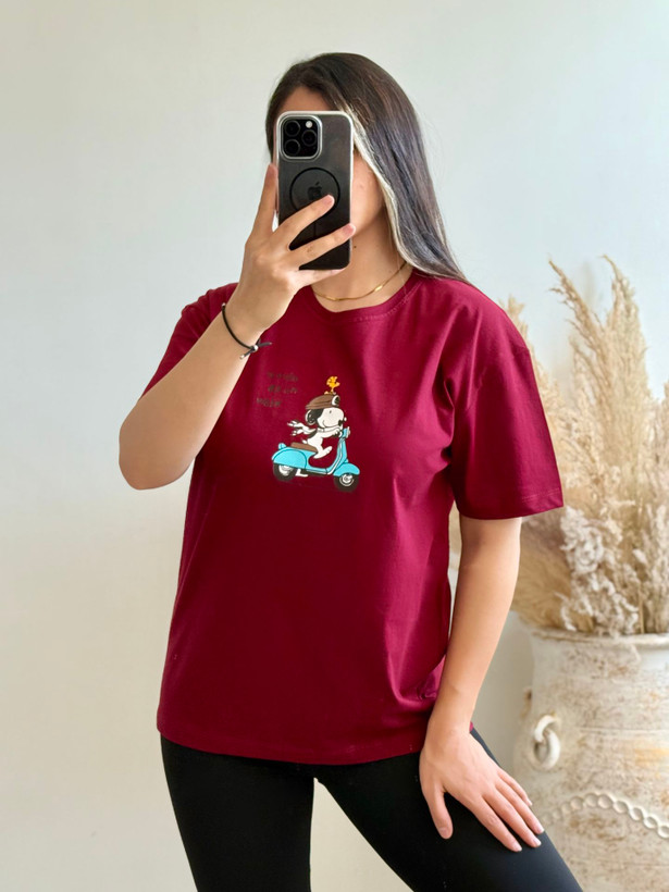 تیشرت زنانه طرح Snoopy جنس پنبه سوپر گرم بالا فری سایز سایز ۳۶ تا ۴۶ جیگری
