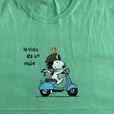 تیشرت زنانه طرح Snoopy جنس پنبه سوپر گرم بالا فری سایز سایز ۳۶ تا ۴۶ سبز کم رنگ