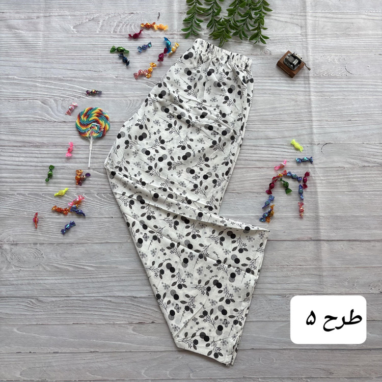 شلوار بگ زنانه گلدار پفکی جنس نخی موسلین وارداتی | کمرکش فری سایز 36 تا 46 | خنک و راحت تابستانی